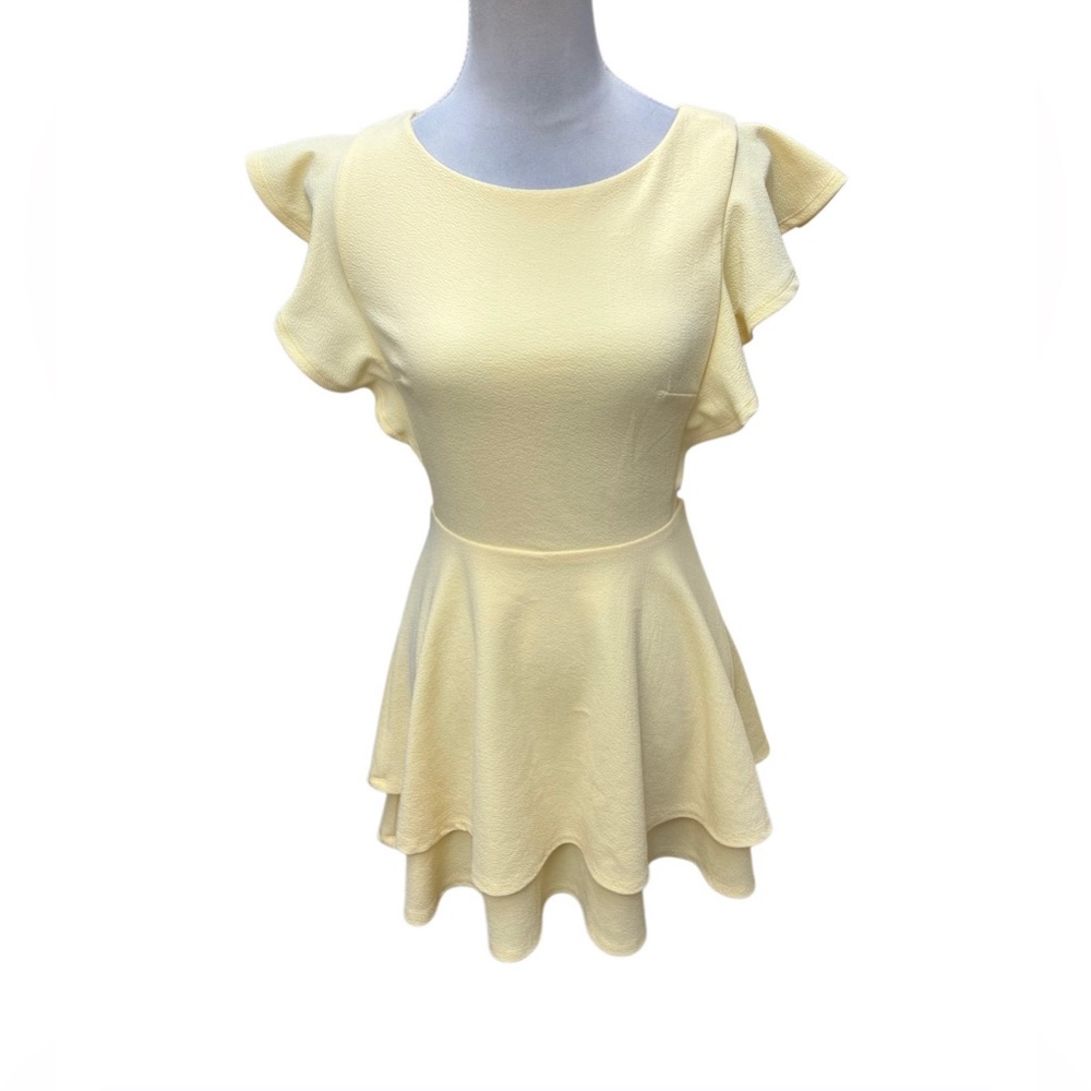Crystal Doll Women’s Yellow Double Ruffle Dress / Size:Small / Item# 1-27742
